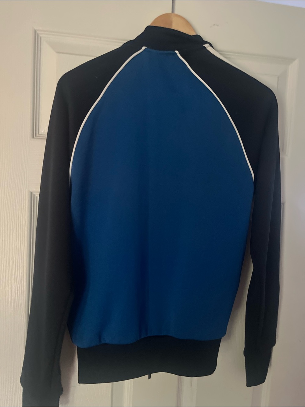 adidas Blue and Black Raglan Jacket with White Piping tale track jacket.